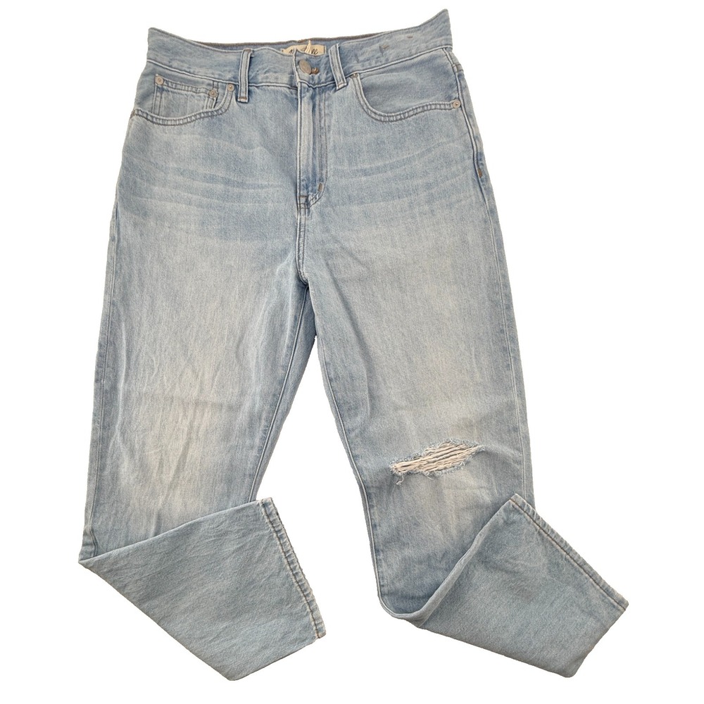 Madewell 90's Straight Crop Jeans Womens 28 Light Wash‎ Distressed Denim